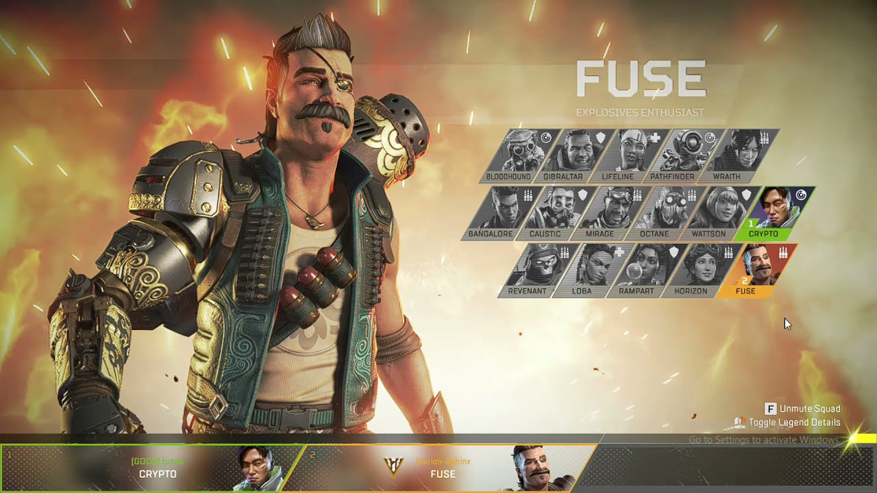 Fuse Character Selection Quotes | Apex Legends | Reupload