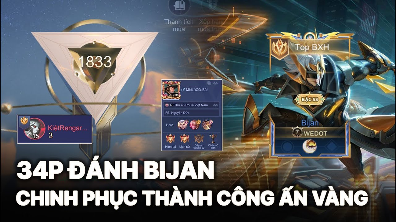 34p Trên Đỉnh Cao 1833điểm : Đối Đầu Thách Đấu Kiệt Rengar | Chinh Phục Thành Công Ấn Vàng Bijann...