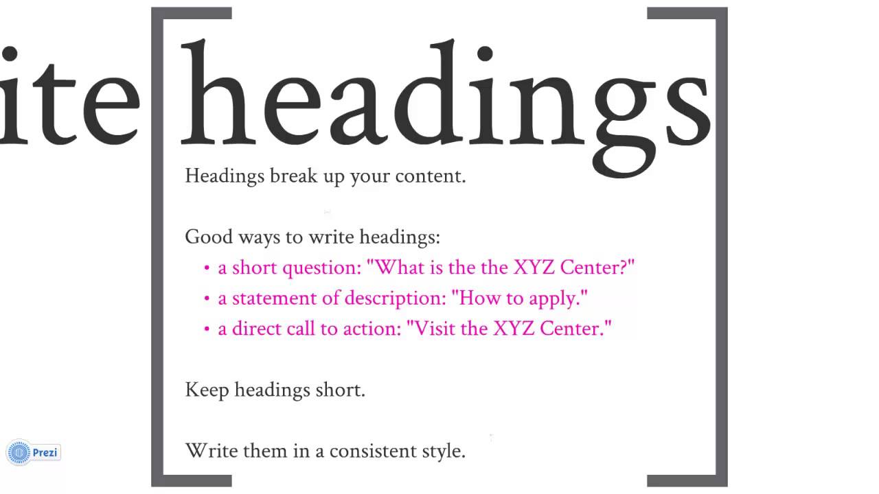 Writing Headings