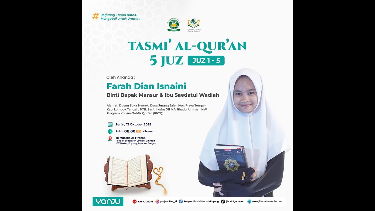 LIVE STQ (Senin Tasmi' Qur'an) DI YAYASAN PONPES JIHADUL UMMAH NW WAKER PUYUNG
