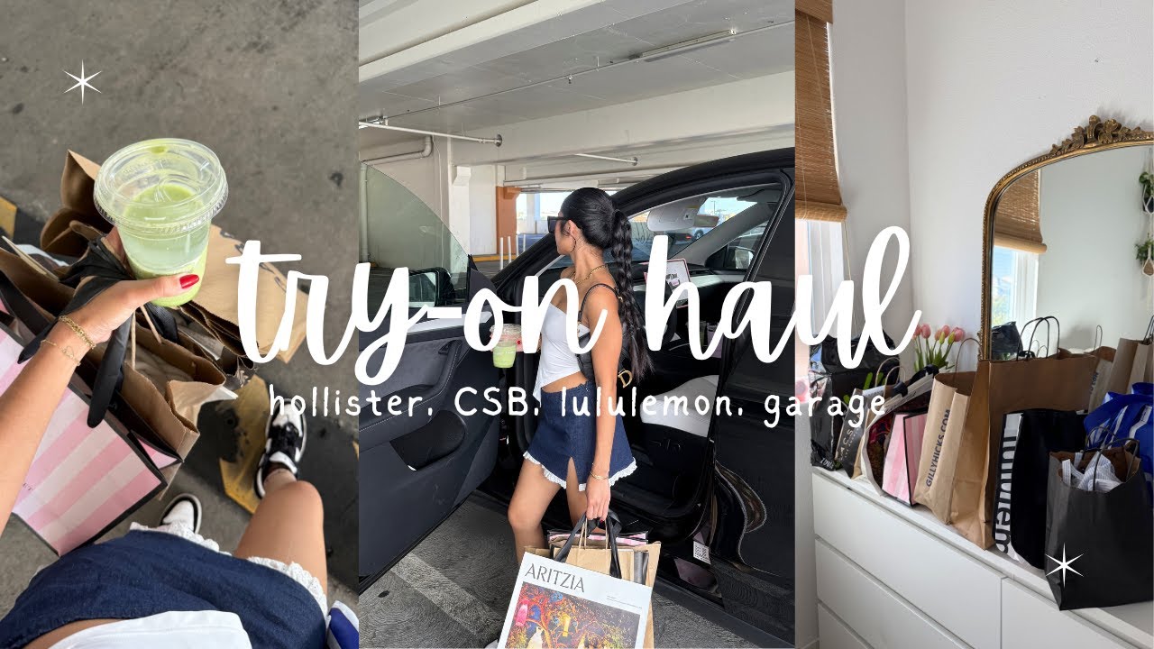 BASICS TRY-ON HAUL (hollister, CSB, lululemon, garage)