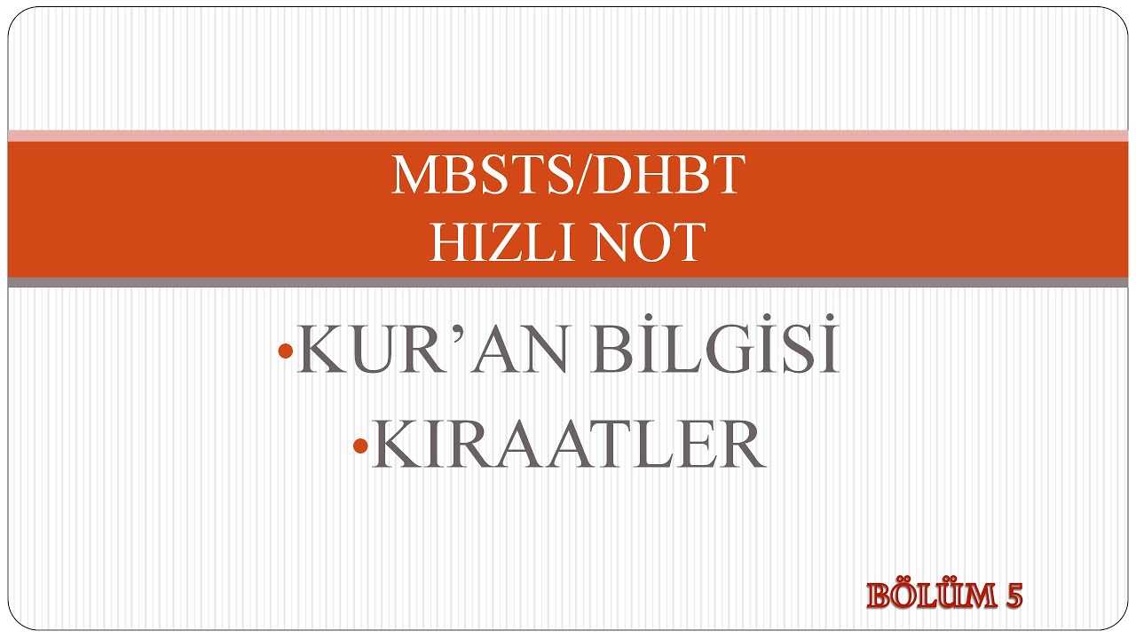 MBSTS/DHBT Sınavlara Hazırlık - Kur'an Bilgisi (Bölüm 5)