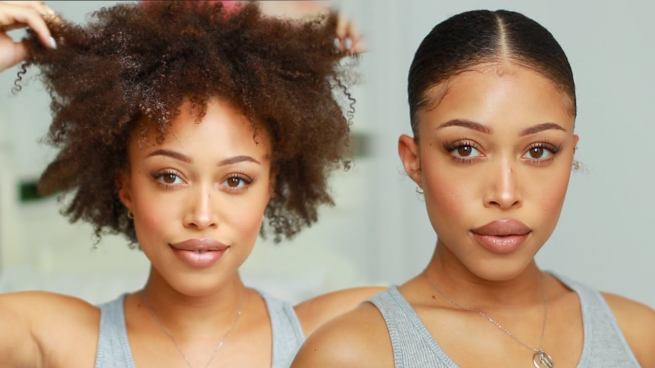 Sleek Middle Part Pony on Afro Hair | Jaleesa Moses
