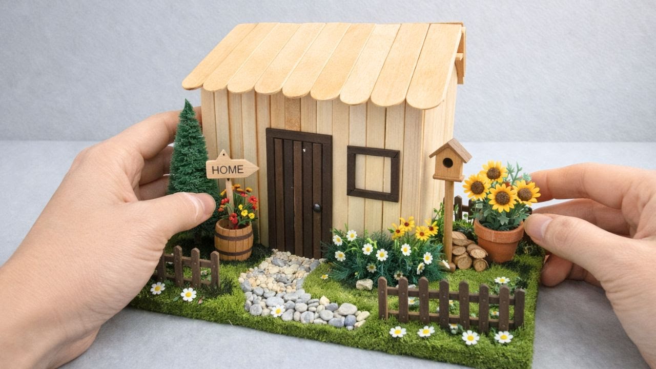 I Built A Popsicle Stick House From Scratch | Mini DIY Home
