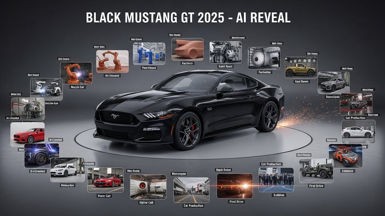 AI-Created Black Ford Mustang GT 2025 – From Factory to First Drive | Cinematic Reveal” 🚗✨