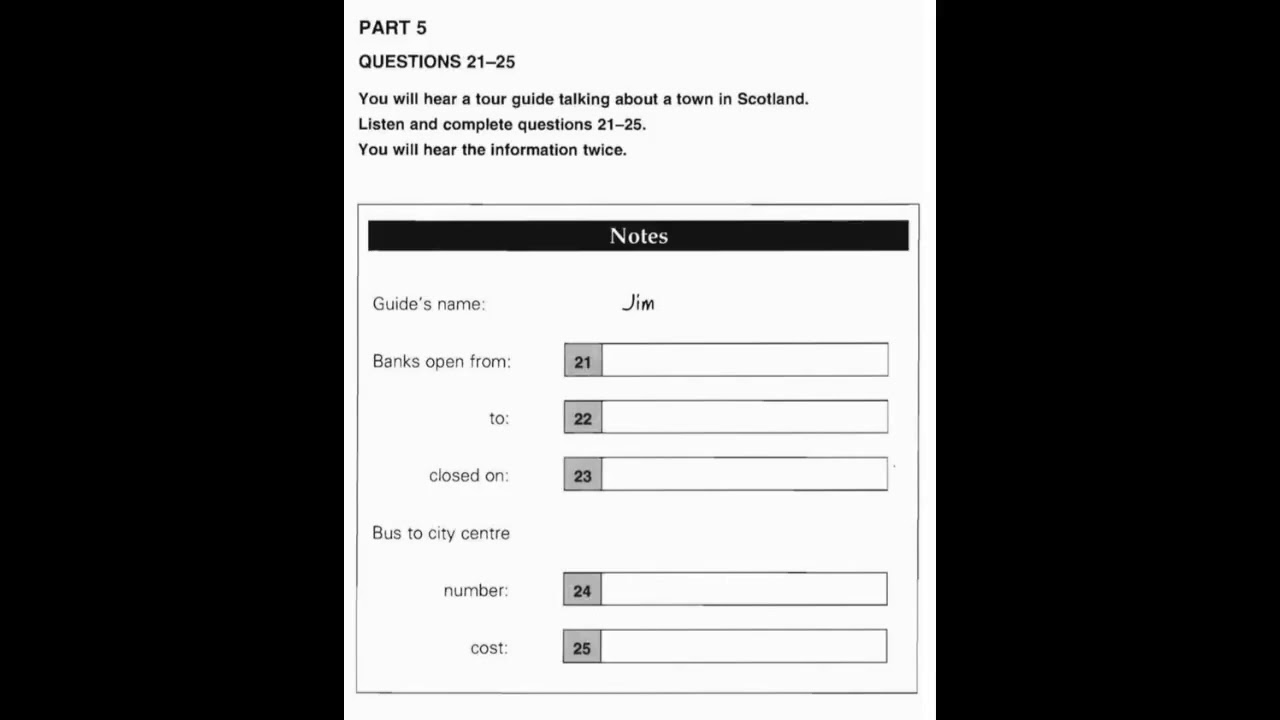 Luyện Thi Cambridge KET: Listening A2, KET 1, Test 2, Part 5