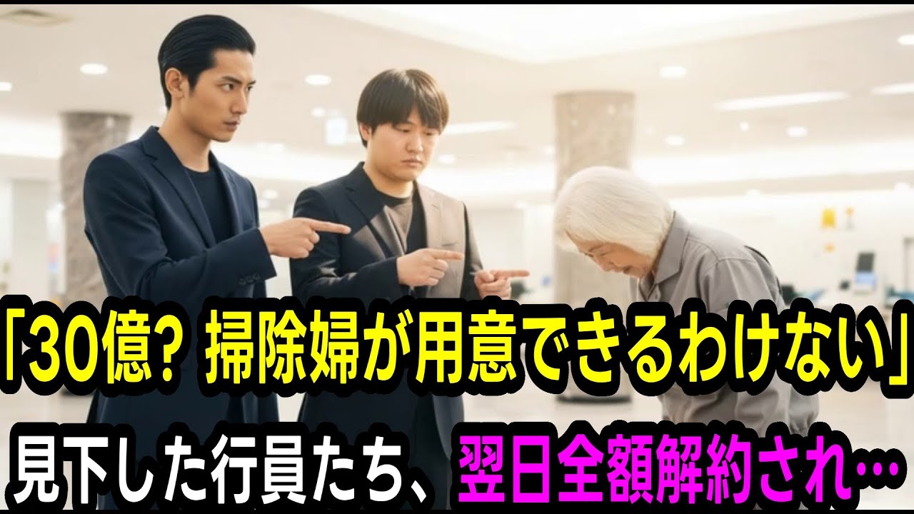 「30億? 掃除婦が用意できるわけない」見下した行員たち。翌日、全額解約したら…