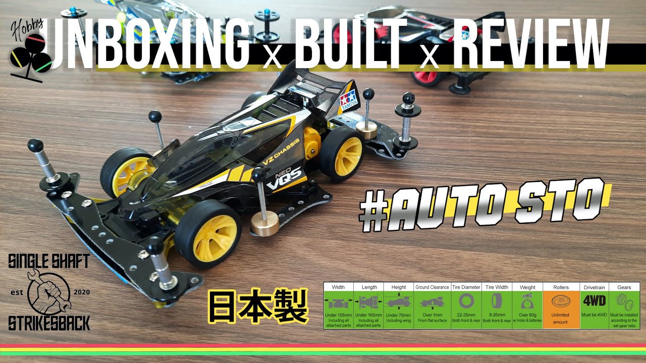[ミニ四駆]  Tamiya Neo VQS Advance Pack Auto STO, Auto Keren || Unboxing & Review [VZ Chassis]