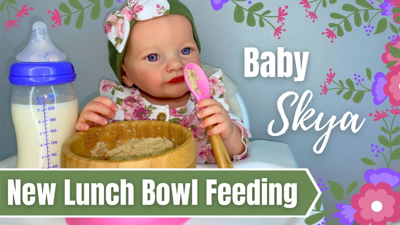 Кормление и пеленание Reborn Baby Skya. Новая бамбуковая миска + новый наряд!