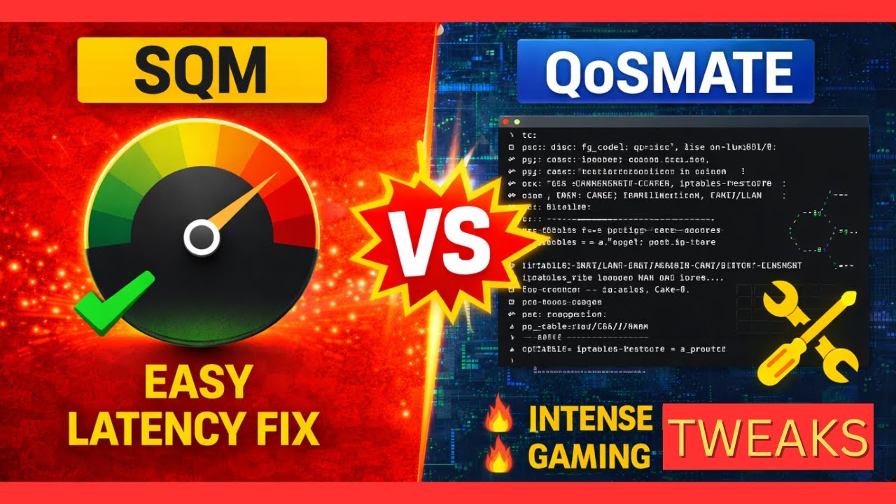 SQM vs QoSmate Easy Setup vs Advanced Bufferbloat Tweaks