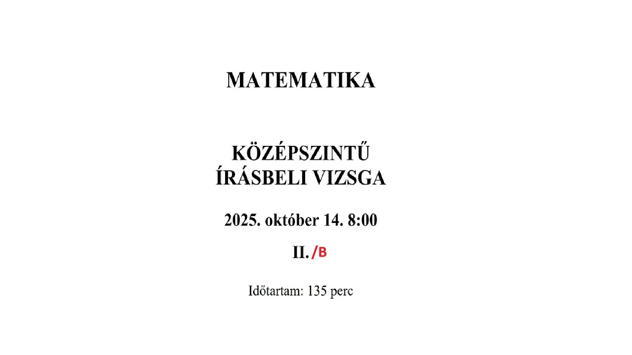 Matek középszintű érettségi 2025. október 14. II/B. rész