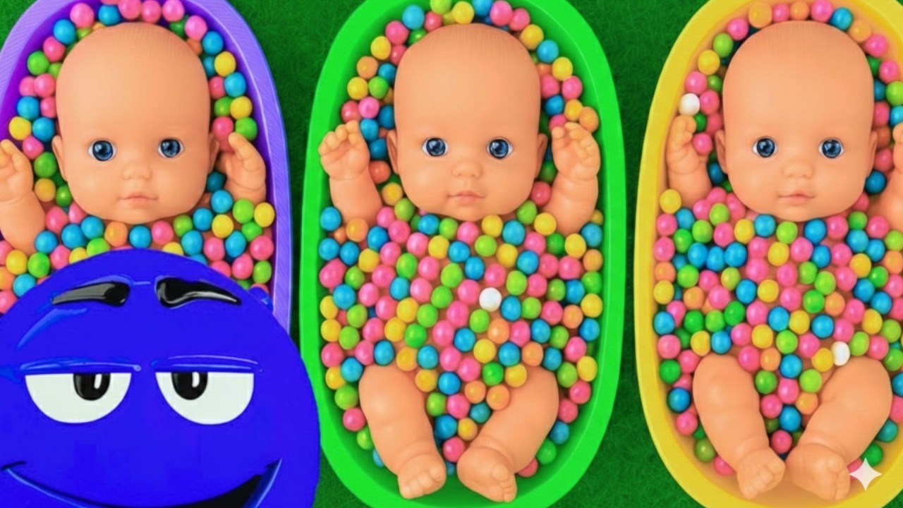 Full of 3 Rainbow BathTubs Candy with M&M's & Magic Slime Cutting Video