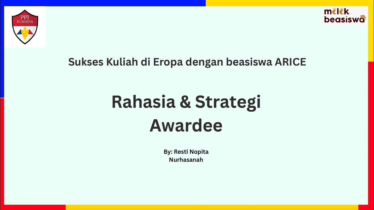 🇷🇴 Kupas Tuntas Romanian Government Scholarship (RGS) ARICE by Melek Beasiswa x PPI Rumania