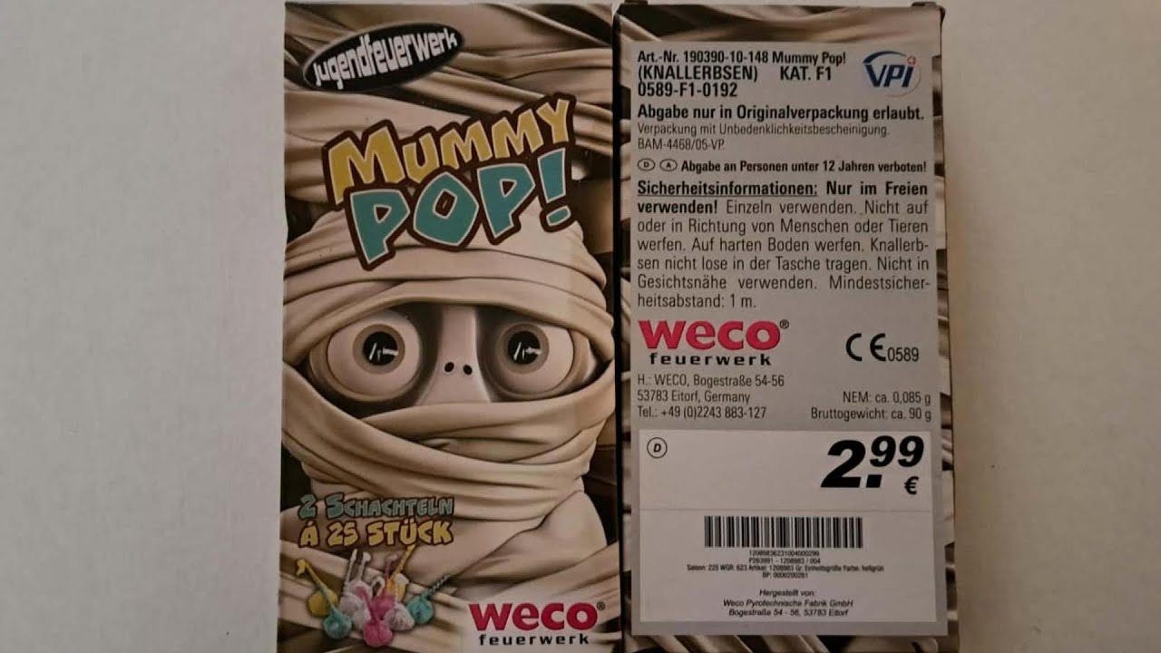 WECO Mummy Pop! Knallerbsen – CAT  F1 50 STUKS POP SNAPS!