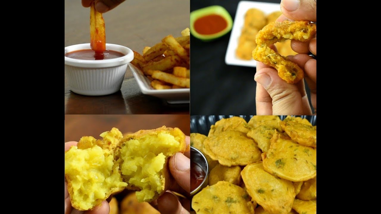 4 quick potato snacks | quick and easy aloo snacks | instant snacks recipes