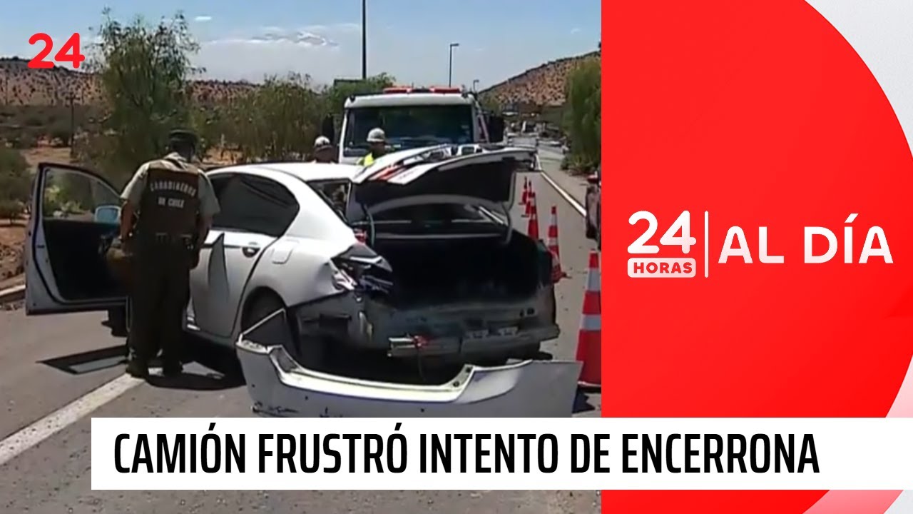 Conductor de camión frustra intento de encerrona y embiste auto con delincuentes | 24 Horas