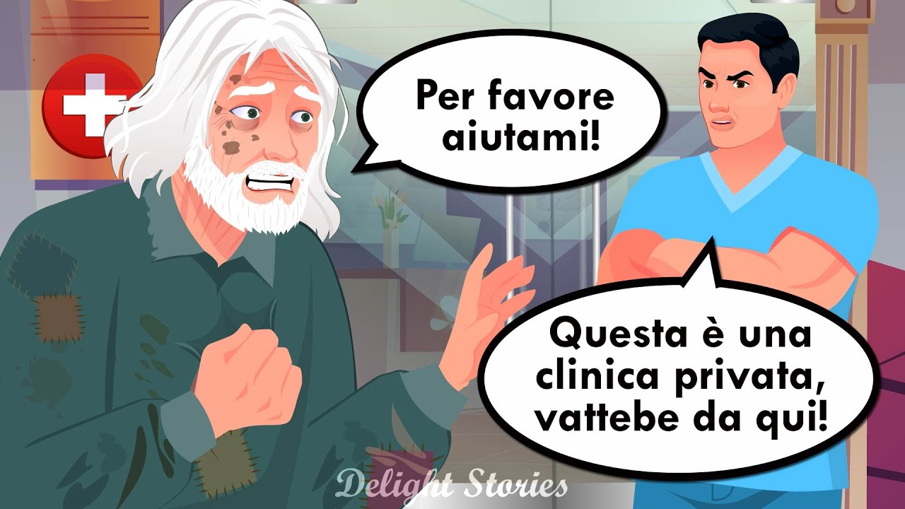Questo vecchio indigente esausto riuscì a malapena a raggiungere l'ingresso della clinica