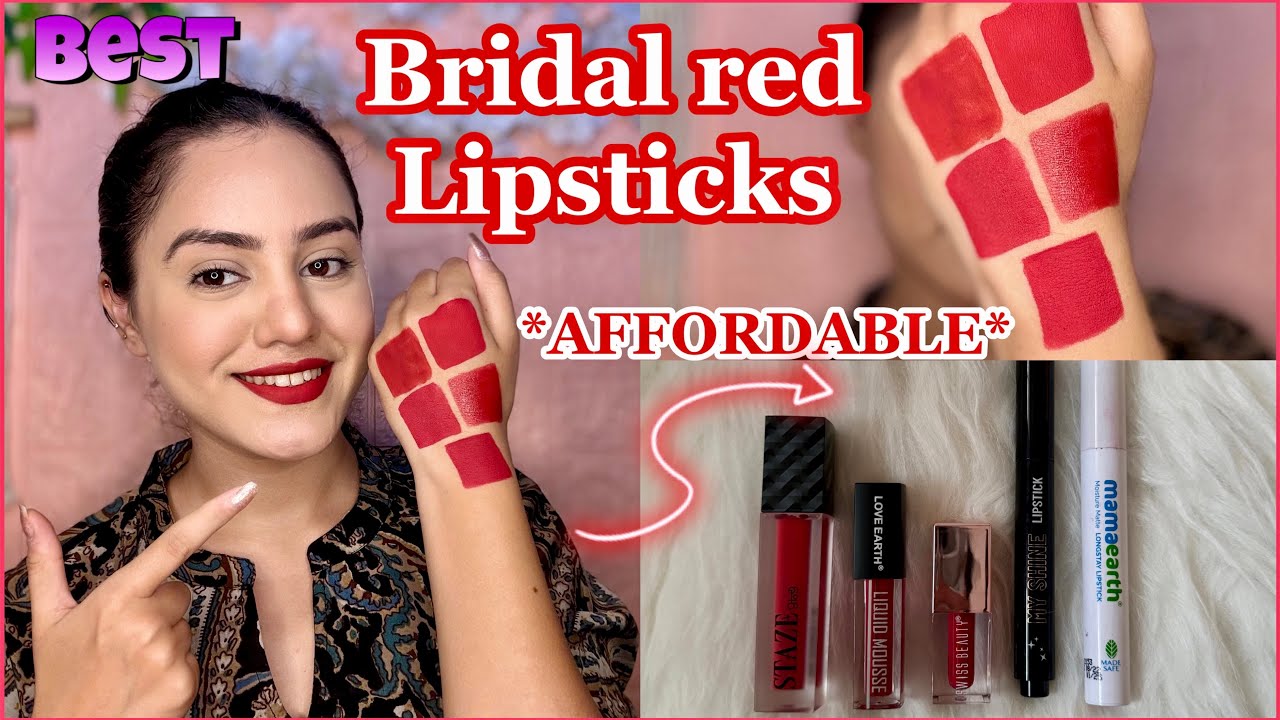 Top 5 best Bridal red lip shades under budget♥️ Brides के लिये सबसे सुन्दर Red lipsticks😍 kp styles