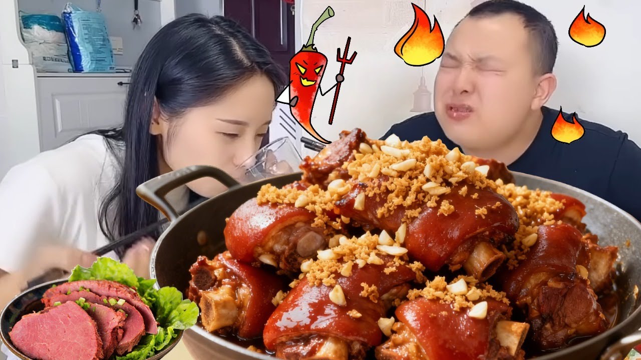 蠢老公趁我不在霸占整盘猪蹄，我让老公尝尝芥末的威力，被辣到满屋子找水喝