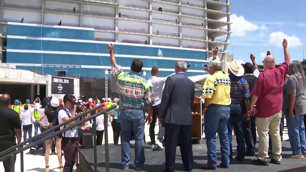 Final beam put into place for new Hard Rock guitar-shaped tower