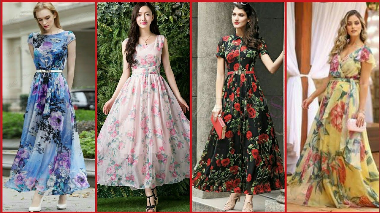 Gorgeous And Elegant Tulle Homecoming Floral Print Long Maxi Dress Design