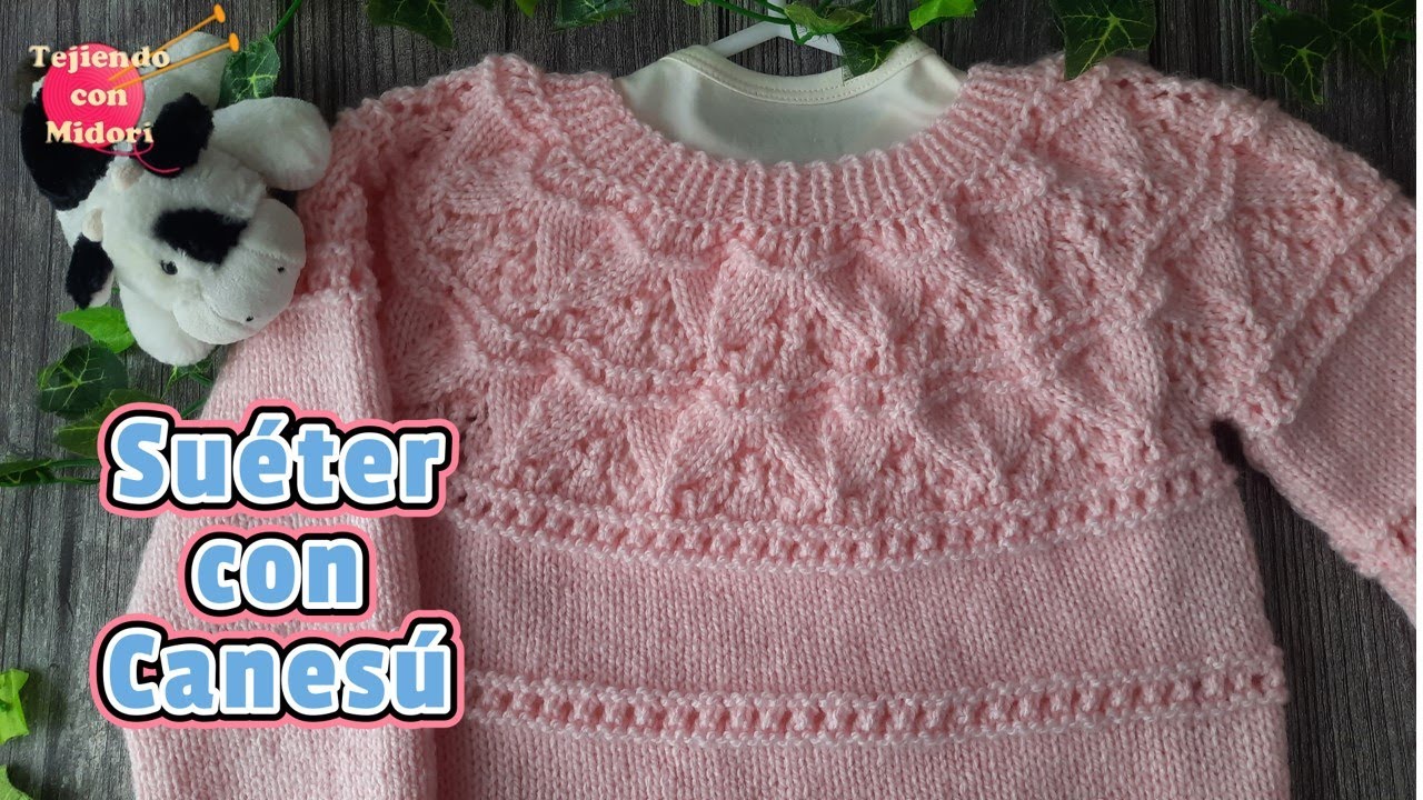 Suéter Rosado con lindo canesú para niña 🥰