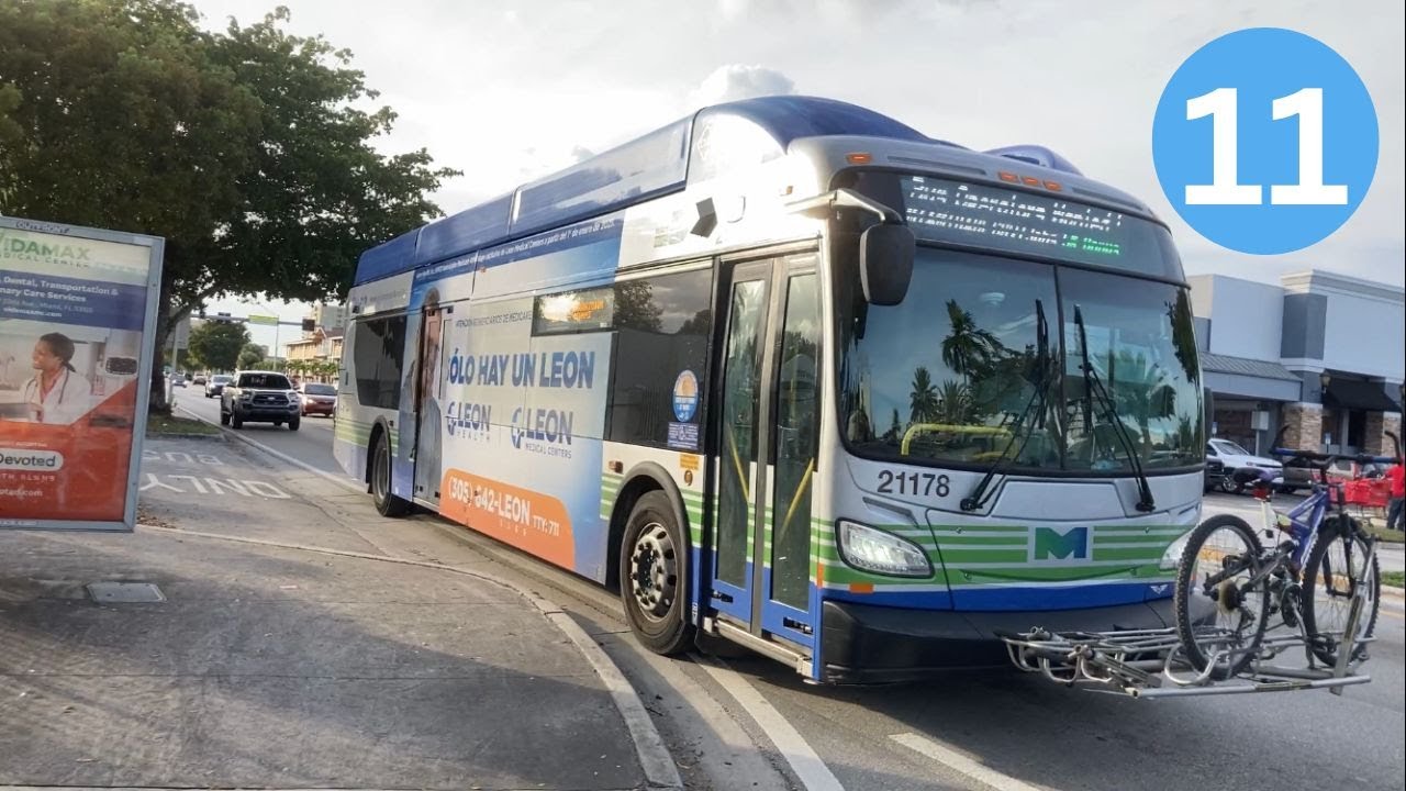 Riding Miami-Dade Transit Metrobus 11, FIU Maidique Campus Bus Terminal to W Flagler St & SW 38 Ave