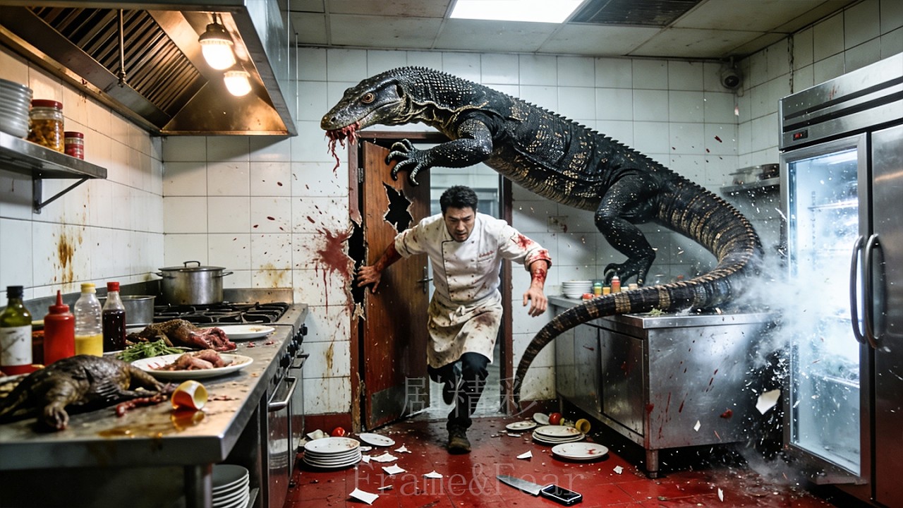 Человек,охотящийся на экзотическую дичь ради пропитания,стал жертвой мутировавшей гигантской ящерицы