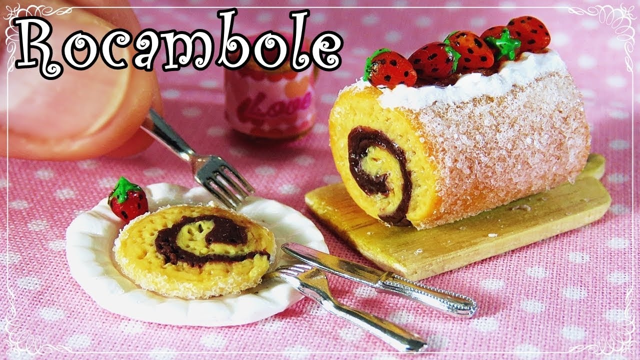 DIY COMO FAZER BOLO ROCAMBOLE PARA BARBIE TUTORIAL COMIDA EM MINIATURA FACIL ~ MINIATURE CLAY FOODS