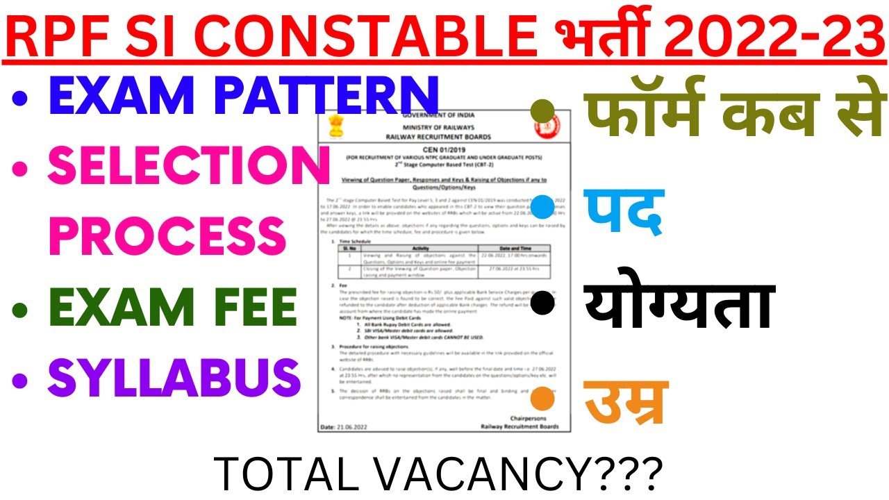 RPF New Vacancy 2022 | RPF SI New Vacancy 2022 | RPF Constable Vacancy 2022 | Full Details | BSA