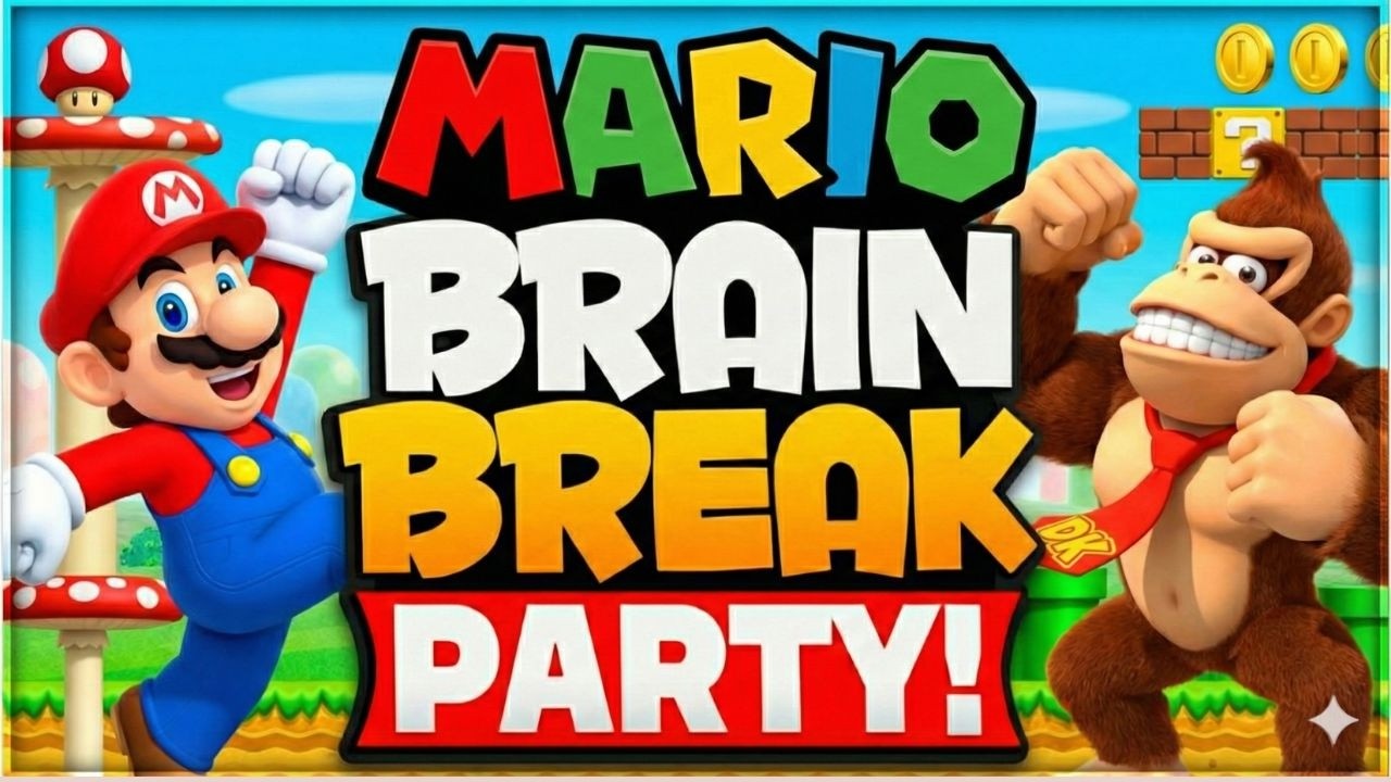 Mario Brain Break Party 🟥 Brain Breaks for Kids 🟥 Just Dance 🟥 Danny Go Inspired