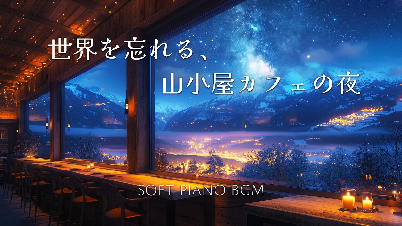 世界を忘れる、山小屋カフェの夜 | Soft Piano BGM