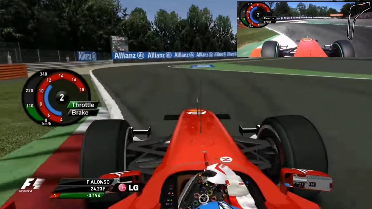 Grand Prix 4 vs Real Life comparison - 2010 Italian GP - Fernando Alonso Pole Lap