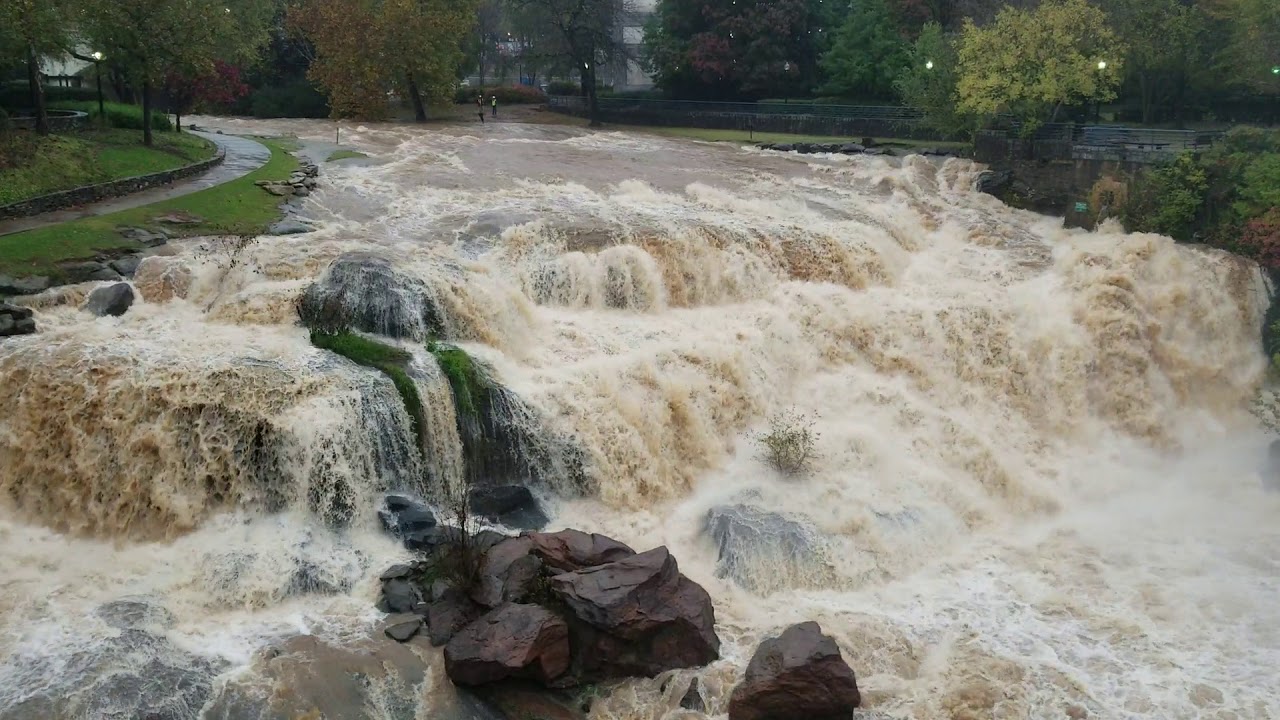 Reedy River Falls in Greenville, South Carolina after 5+ inches of rain