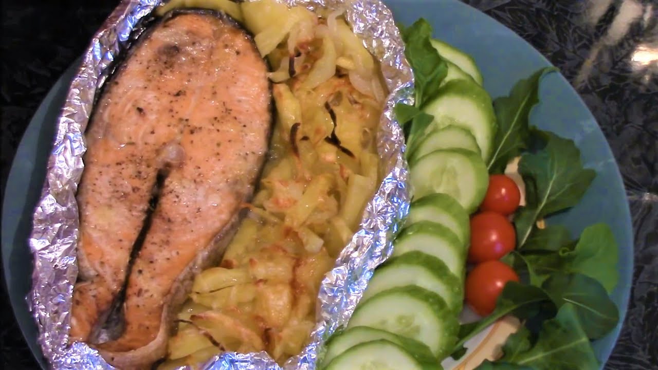 Как вкусно приготовить кету или горбушу с картофелем в духовке. Красная рыба рецепт рецепт.