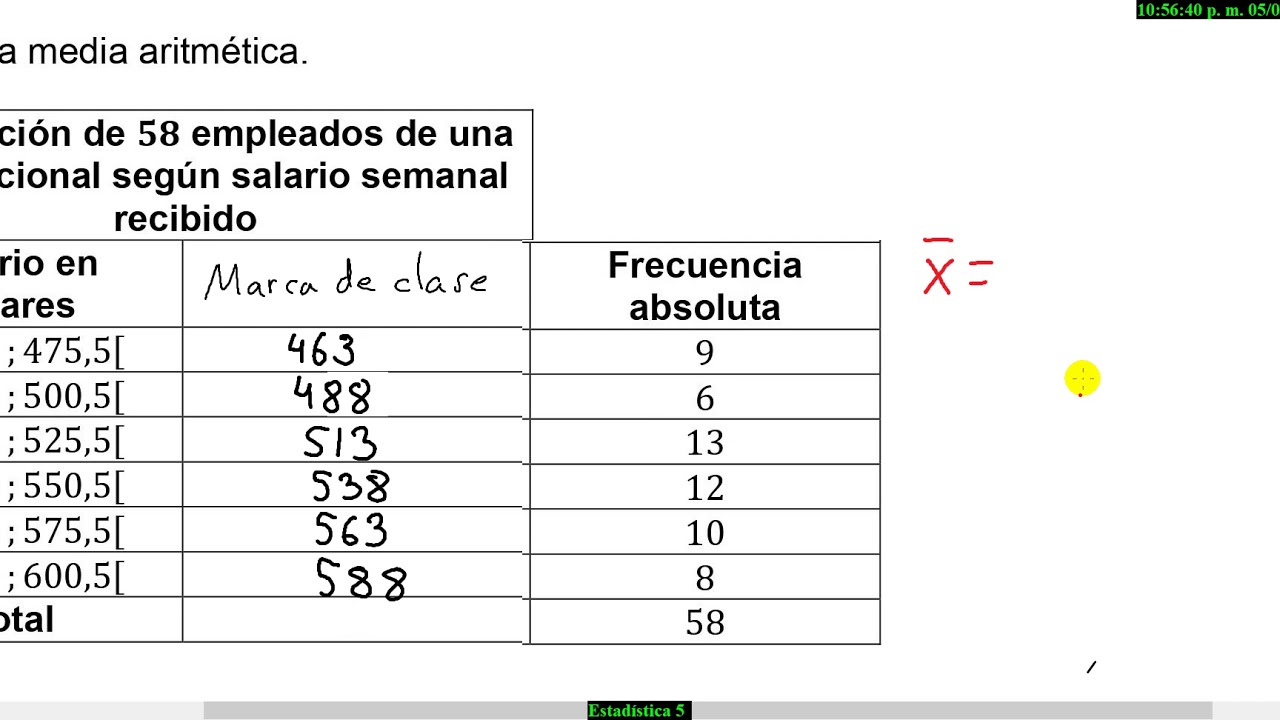 59 Media ponderada y media aritmética datos agrupados