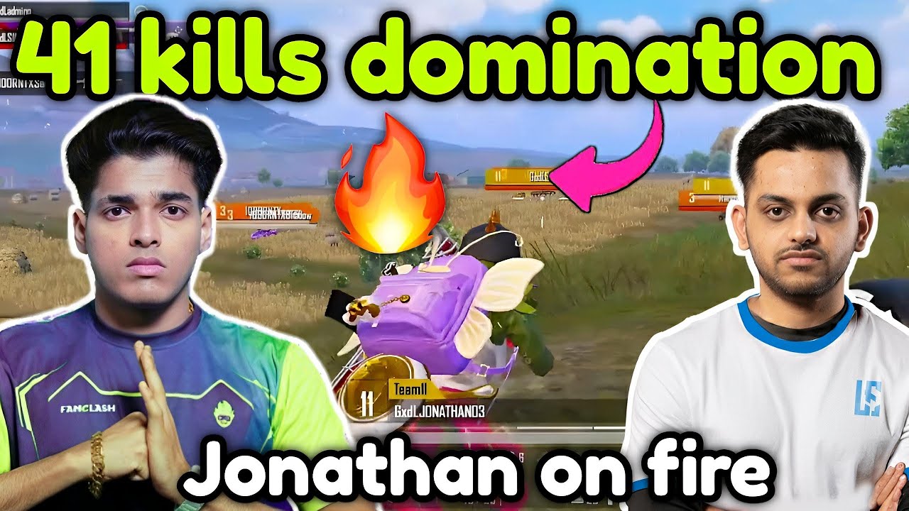 Godlike 41 kills domination in T1 lobby 🔥 Jonathan on fire chicken dinner 🥵