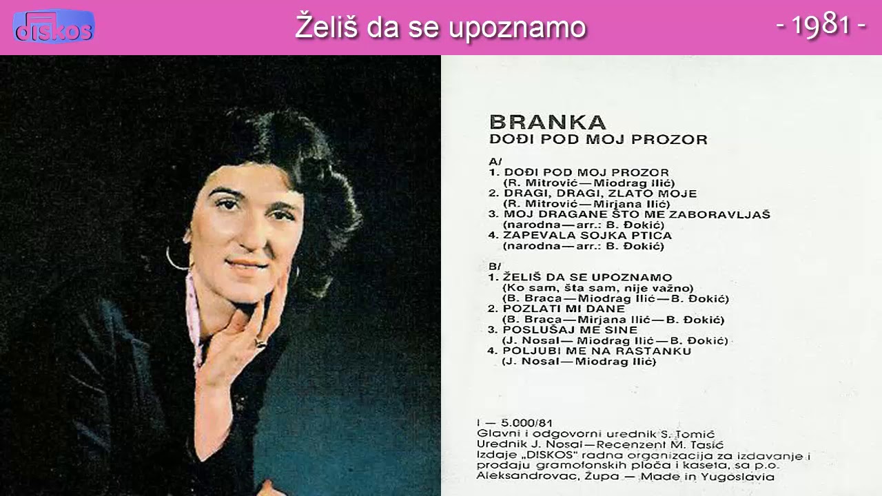 Branka Rucnov - Zelis da se upoznamo - (Audio 1981)