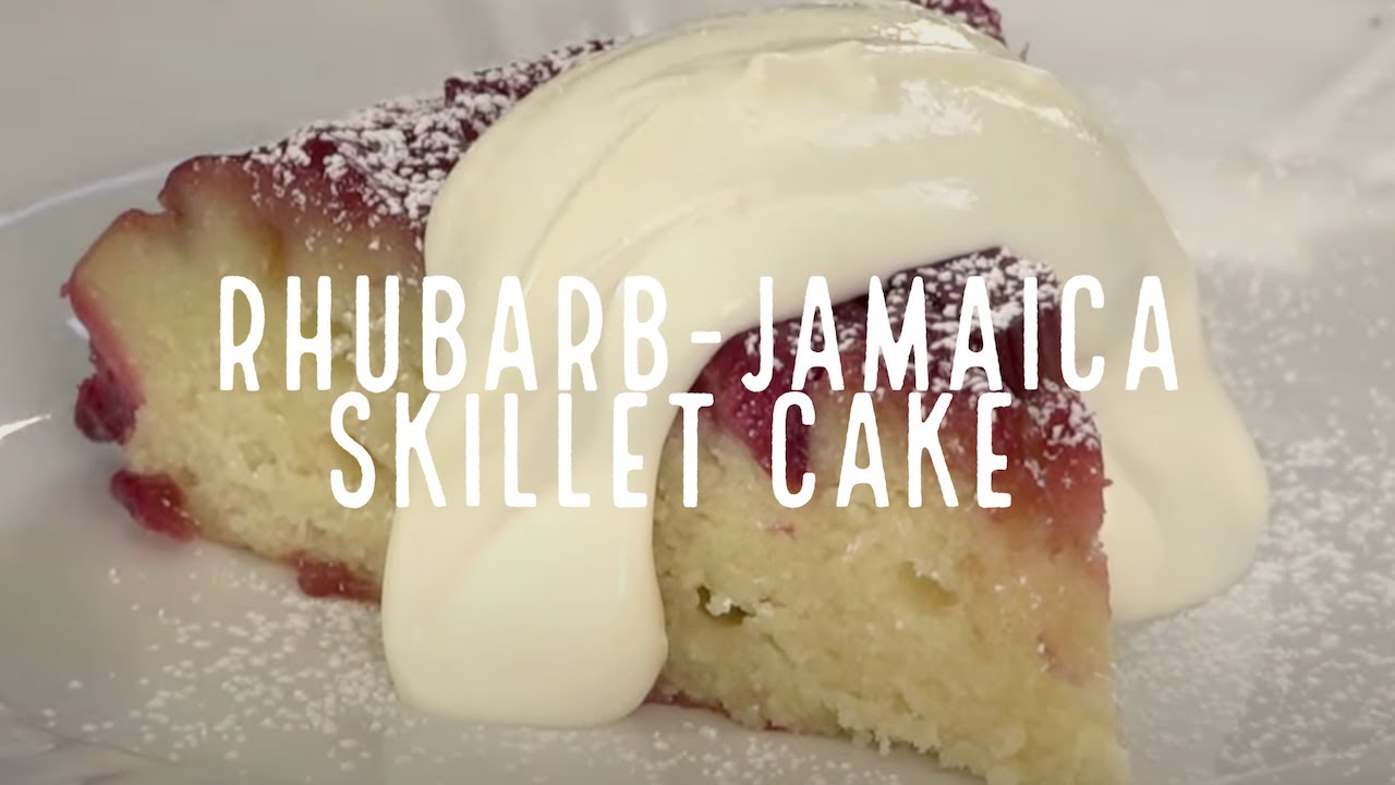 Rick Bayless Rhubarb-Jamaica Skillet Upside Down Dessert Cake