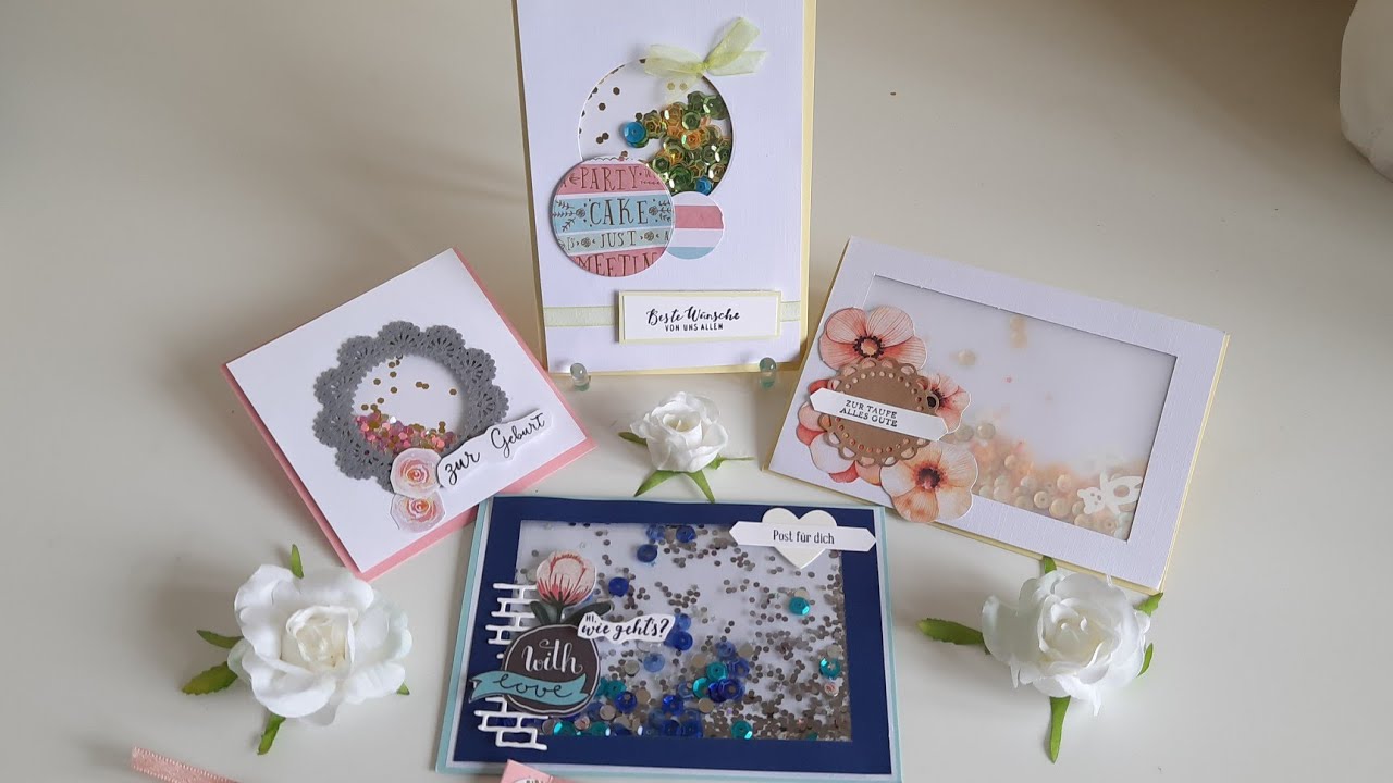 Basics 2,  4 Möglichkeiten Schüttelkarten zu basteln, Shaker Card, Schüttelkarte basteln