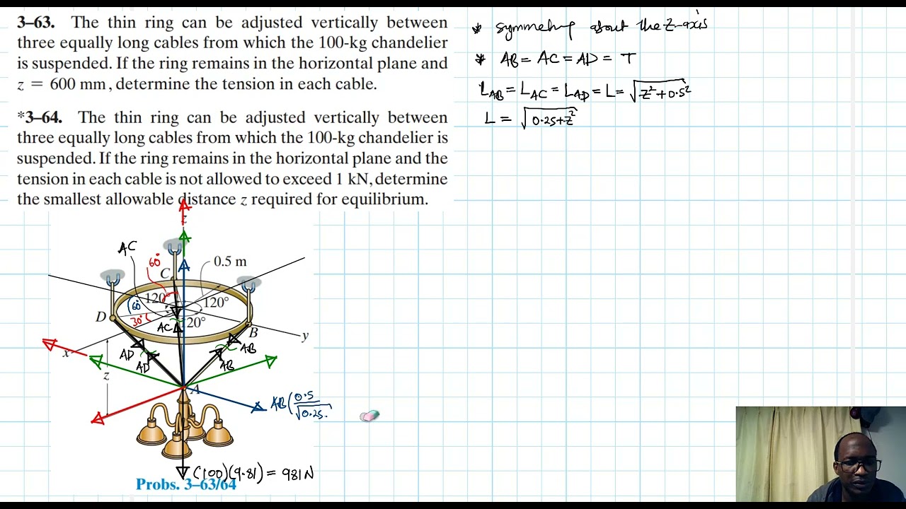 3–63, 3–64 Equilibrium of a Particle (Chapter 3: Hibbeler Statics) Benam Academy