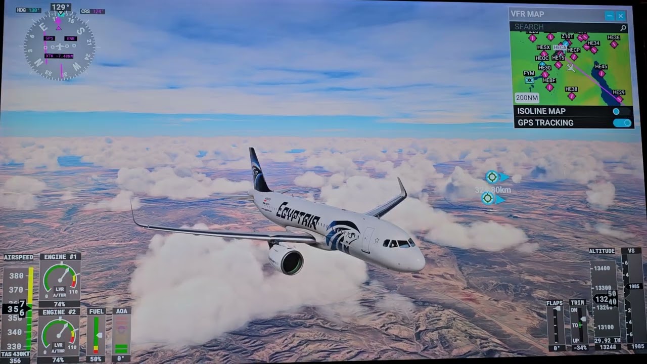 Microsoft Flight Simulator - Cairo to Sharm El-Sheikh, Egypt (A320 Egypt Air)