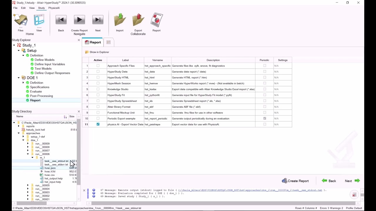 How to create JSON files for physicsAI in HyperStudy