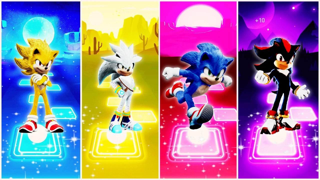 Super Sonic 🆚 Silver the Hedgehog 🆚 Sonic the Hedgehog 🆚 Shadow the Hedgehog | Tiles Hop EDM Rush