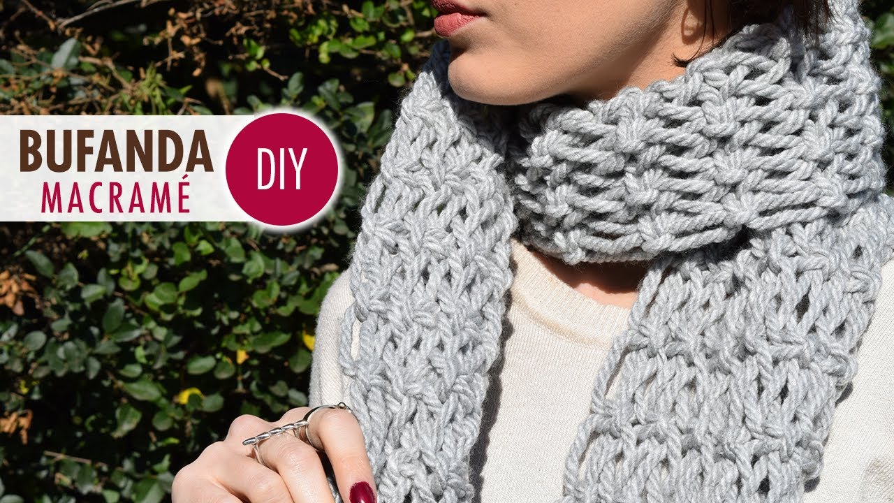 Bufanda de lana en macramé - Fácil - paso a paso - Macramé Scarf
