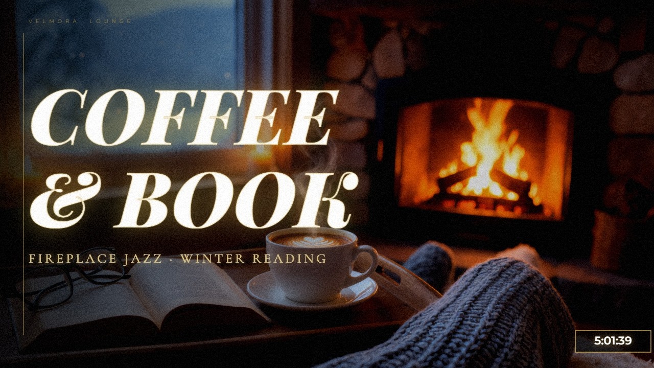 ☕ Coffee, Curl Up with a Book  & Fireplace Jazz | Cozy Winter Reading Ambience | Vesprila