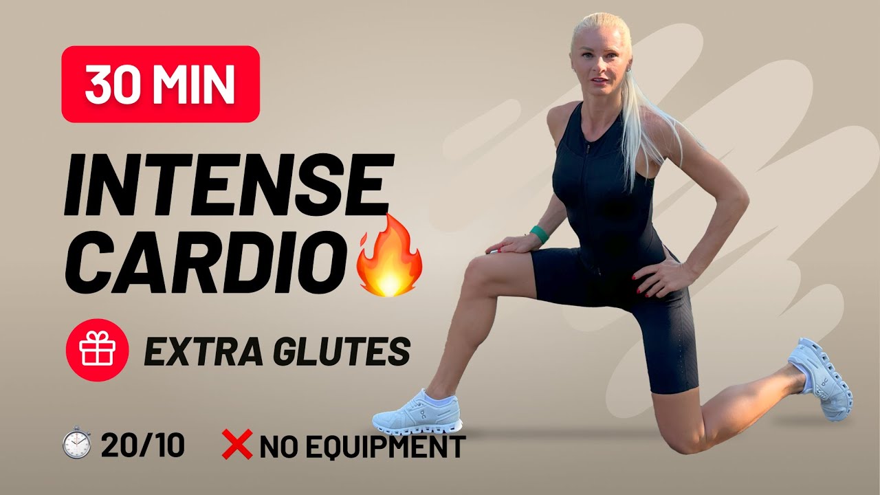 30 Min Intense Cardio + Extra Glutes   HIIT, Bring Sally Up, No Equipment, Home Workout