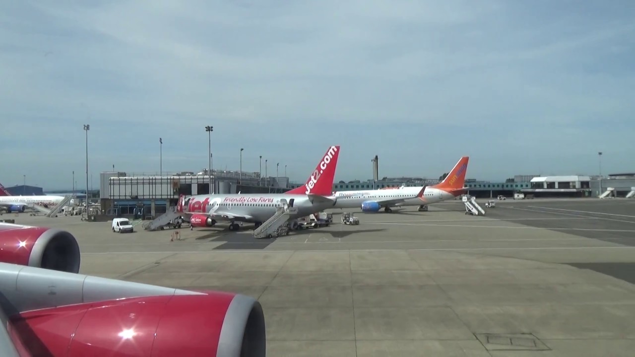 Belfast to Orlando Virgin Atlantic "Hot Lips" 747-400 Taxi and Take Off 25th June 2018