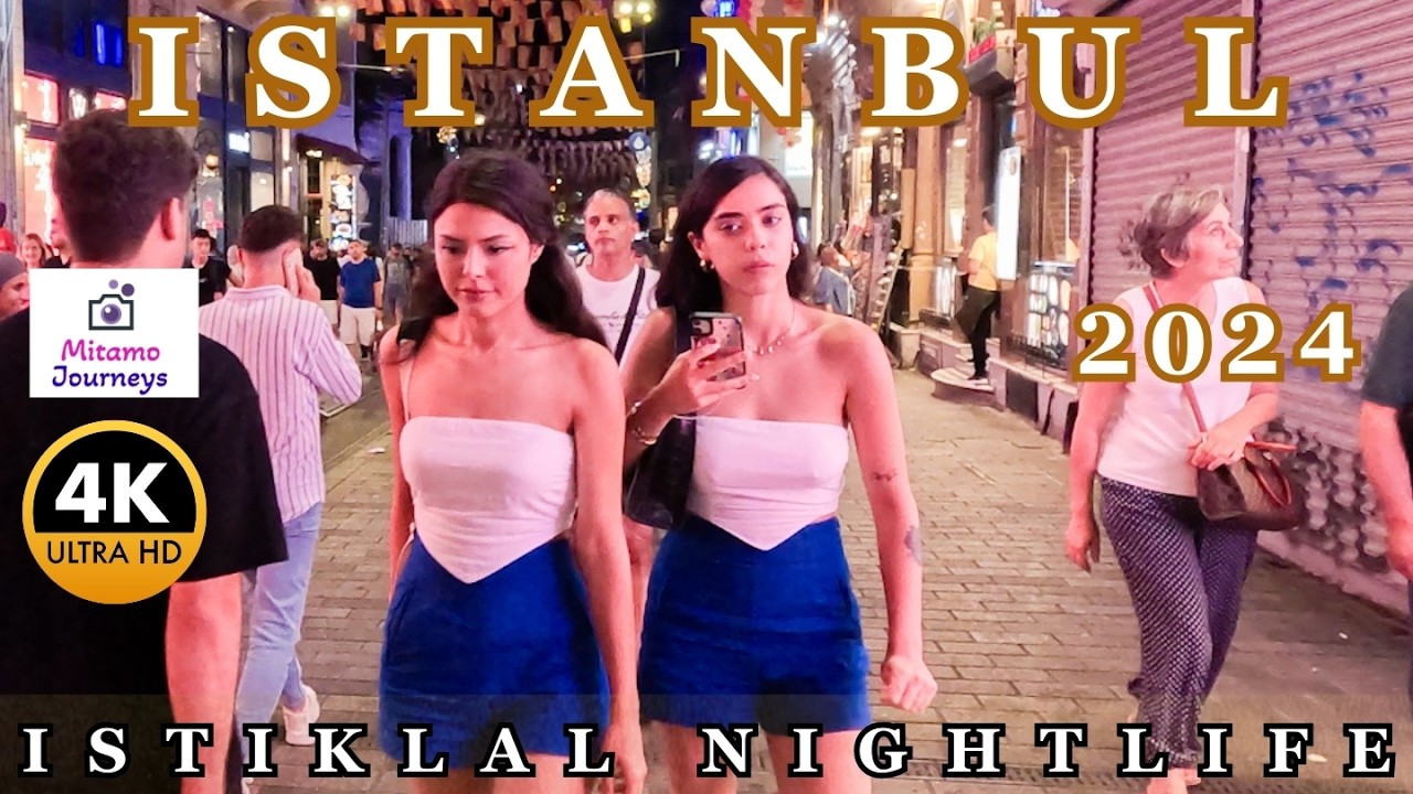 Istanbul Nightlife In Istiklal Street 4K Walking Tour | Shops, Foods, Turkish Delights | July 2024