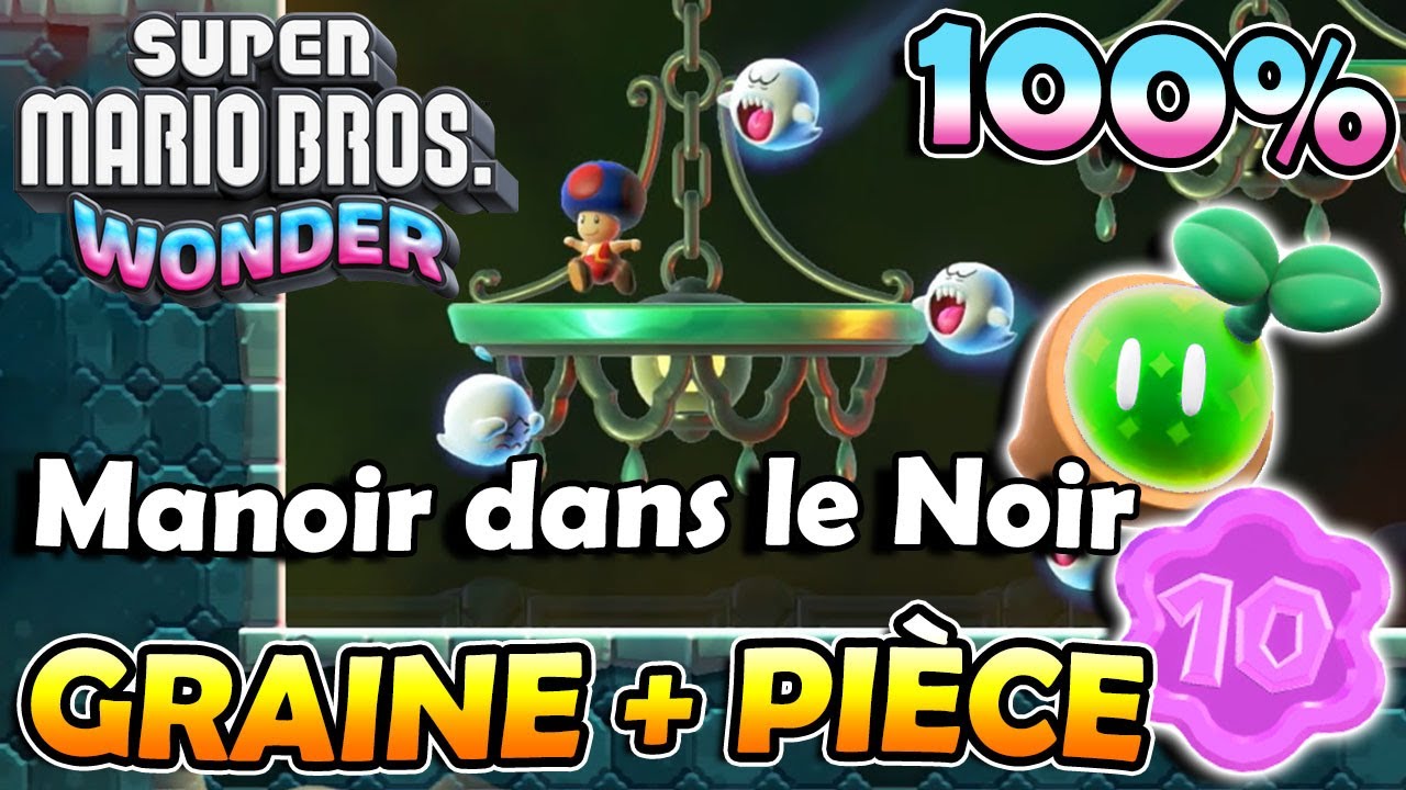 Manoir dans le Noir 100% ( Graine Prodige + Pi&egrave;ce Fleur ) &ndash; M5 Mines Fongiques | SUPER MARIO WONDER